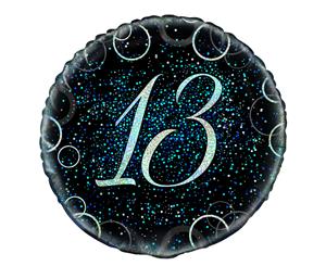 45cm Glitz Blue 13th Birthday Foil Balloon Packaged