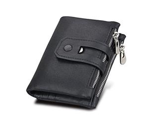 Acelure Vintage Genuine Leather Short Wallets - Black