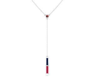 Atlanta Braves Ruby Y-Shaped Necklace For Women In Sterling Silver Design by BIXLER - Sterling Silver