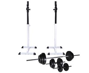 Barbell Squat Rack with Barbell and Dumbbell Set 30.5kg Fitness Stand