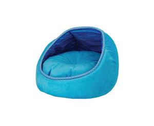 Cat Bed Monaco Lounge Blue Pink Fleece Couch Cave Plush Cushion Pet All For Paws - Blue Lounge