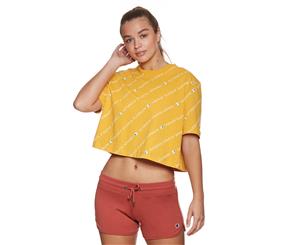 Champion Women's ID Collection All-Over Cropped Print Tee / T-Shirt / Tshirt - Here Comes The Sun