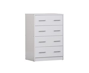 Classic 4 Chest Drawer Dresser Cabinet Storage Organiser Bedroom Living Room Multipurpose Tallboy - White