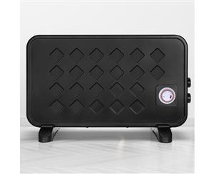 Devanti Metal Panel Heater 2000W Portable Small Space Convection Heaters Heat Timer Thermostat Setting Home Office Room Heating Black