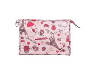 Dilly's Collections Wide Multi-Purpose Toiletries Travel Makeup Cosmetic Bag - Paris Je'Taime