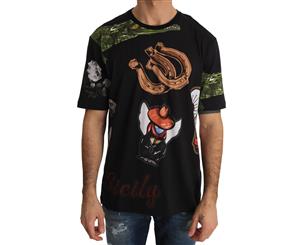 Dolce & Gabbana Black Multicolor Crew-Neck T-Shirt