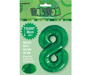 Emerald Green 8 Numeral Foil Balloon 86cm