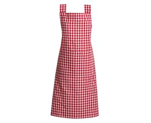 French Country Styled Gingham Check Kitchen Apron RED Full Adult Size New