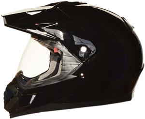 Full Face Dual Sport Motorcycle Motocross Helmet Gloss Black