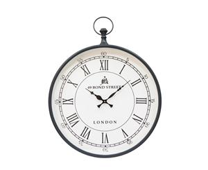 HALAFAX BOND STREET Small 40cm Round Wall Clock with Weathered Zinc Surround and White Face