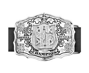 Iced Out Bling Hip Hop Belt - HUSTLE CHAMPION silver - Silver