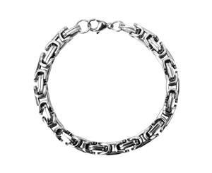 Men's Stainless Steel Byzantine Polish Chain Bracelet - Silver