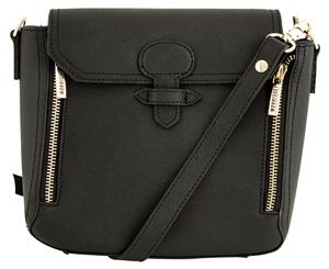 Morrissey Saffiano Structured Leather Crossbody Bag - Black