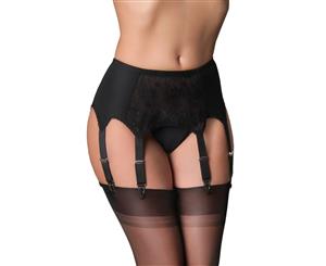 Nylon Dreams NDL9 Black Lace 8 Strap Suspender Belt