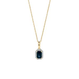 Pendant with Sapphire & Diamonds in 10ct Yellow Gold