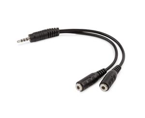 REYTID 3.5mm 4 Pin to 2x 3 Pin 3.5mm Headset Splitter Adapter - M/F - Black