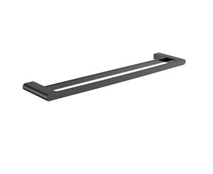 Rio 600mm round double towel rail matt black