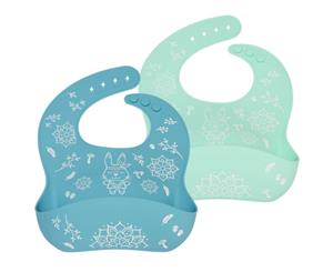 Wean Meister Easy Rinse Bibs Prints Set of 2 Bibs - Bohemian Bunny - Bohemian Bunny