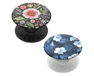 2pc PopSockets Universal Swappable PopGrip Holder w/Base Flower Fair/Blue Island