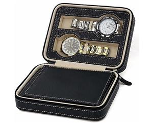 4 Watch Box Display Travel Case PU Leather