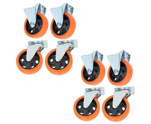 AB Tools 5" Fixed + Swivel PVC Trolley Castor Wheel Roller Bearings 150kg Load Each 8pc