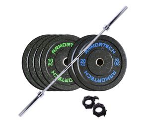 Armortech V2 Crumb Bumper Plate + 7ft Olympic Bar 100kg Set