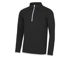 Awdis Just Cool Mens Half Zip Sweatshirt (Jet Black/ Arctic White) - RW4815