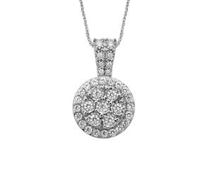 Bevilles Sterling Silver 1.00ct of Diamonds Halo Necklace Pendant