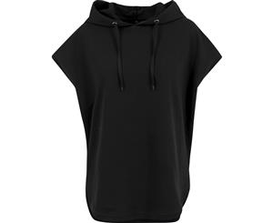 Build Your Brand Womens/Ladies Short Sleeve Hoodie (Black) - RW6478