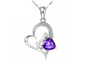 Caflynn Love Necklace-White Gold/Purple