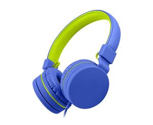 Catzon Foldable Wired Kids Headphones 85dB Safely Child Over-Ear Portable Headset for Phones Computer Tablet-Blue