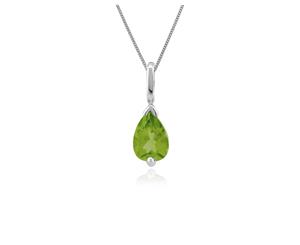 Classic Pear Peridot Pendant in 9ct White Gold