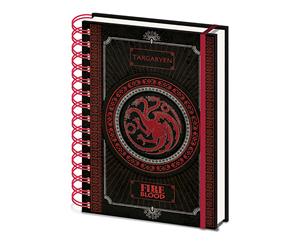 Game Of Thrones Notebook House Targaryen Crest Official A5 Wiro - Black