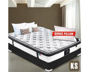 KING SINGLE Mattress Euro and Pillow Top 9 Zone Pocket Latex Memory Foam 34CM