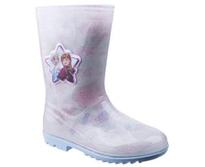 Leomil Childrens Girls Frozen Elsa Snow Flake Wellington (White/Pink) - FS5693