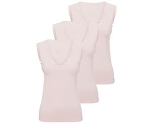 Luxury Cotton Lace Tank Top Set - Blush