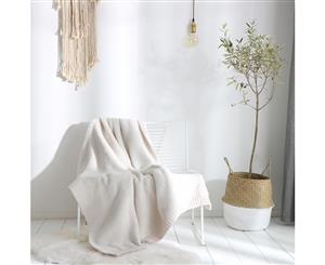 New Knitted Acrylic Blanket Super Soft Throw Rug Blanket 130x160cm Beige