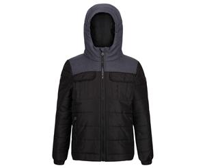 Regatta Boys Pasco Wool Look Quilted Hooded Jacket (Black) - RG4676