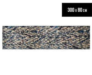 Rug Culture 300x80cm Oskar Mid Century Runner Rug - Blue