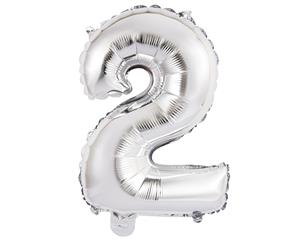 Silver 2 Numeral Foil Balloon 35cm