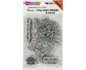 Stampendous Cling Stamps & Stencil Set - Garden Mum