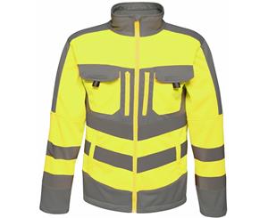 Tactical Threads Mens Hi Vis Power Fleece Workwear Jacket - Yellow/Grey