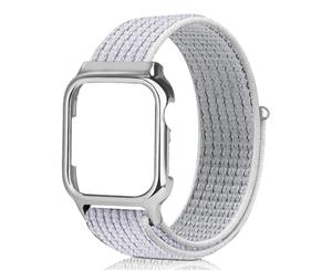 WIWU 2 in 1 Nylon Watch Band + Case Sport Loop Fastener Adjustable Closure Wrist Strap iwatch Series 1 2 3 4 5-Summit White