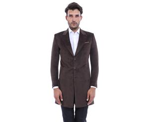 Wessi Slimfit Pointed Collar Over Coat Brown Coat