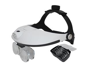 2 Led Headband Magnifier Magnifying Glass 2 Way Regulation Adjust 5 Lens 1X - 6X