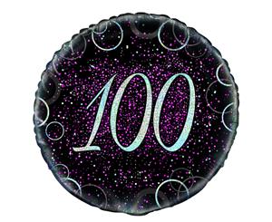 45cm Glitz Pink 100th Birthday Foil Balloon