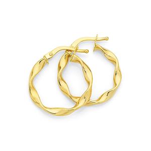 9ct Gold 15mm Twist Hoop Earrings