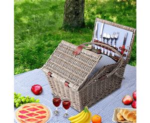 Alfresco Deluxe 4 Person Picnic Basket Baskets Outdoor Insulated Blanket