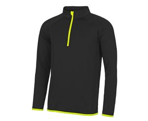 Awdis Just Cool Mens Half Zip Sweatshirt (Jet Black/ Electric Yellow) - RW4815