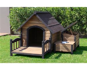 Brunswick A-Frame Dog Kennel (Large) Package with Patio Storage Unit and Bowl